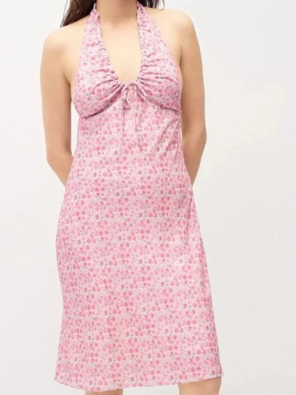 NWT Crepe halter midi dress